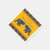 Indian Themed Elefanten bei Royal Blue Wedding Serviette (Ecke)