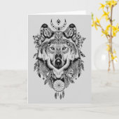 Indian Tribal Wolf Karte (Gelbe Blume)