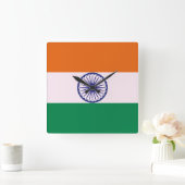 Indian Tricolor Tiranga Quadratische Wanduhr (Zuhause)