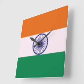 Indian Tricolor Tiranga Quadratische Wanduhr (Winkel)