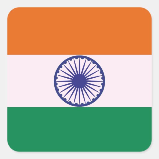 Indian Tricolor Tiranga Quadratischer Aufkleber (Vorderseite)