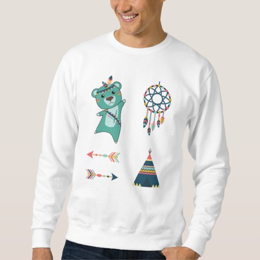 Indian Türkise Bären Stickers Tipi Sweatshirt (Vorderseite)