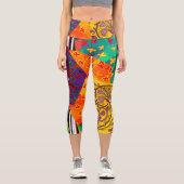 Indian Turkish Festive Patchwork Mandala Capri Leggings (Vorderseite)