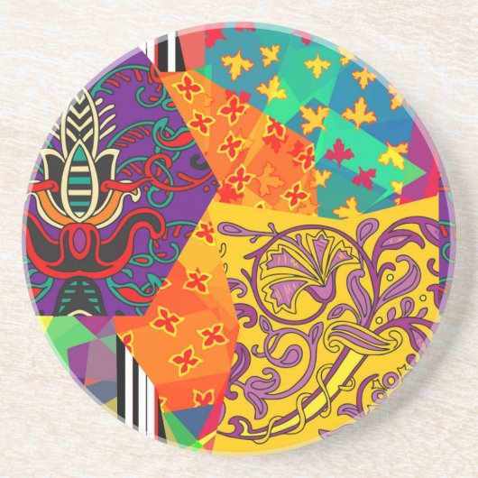 Indian Turkish Festive Patchwork Mandala Getränkeuntersetzer (Vorne)