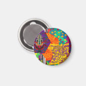 Indian Turkish Festive Patchwork Mandala Magnet (Vorderseite/Rückseite)