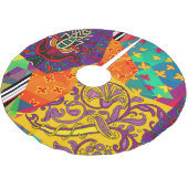 Indian Turkish Festive Patchwork Mandala Polyester Weihnachtsbaumdecke (Schrägansicht)