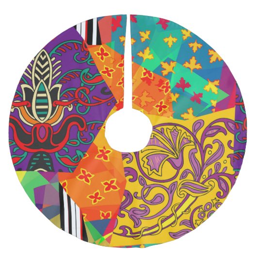 Indian Turkish Festive Patchwork Mandala Polyester Weihnachtsbaumdecke (Vorderseite)