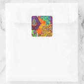 Indian Turkish Festive Patchwork Mandala Quadratischer Aufkleber (Tasche)