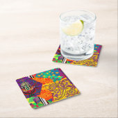 Indian Turkish Festive Patchwork Mandala Rechteckiger Pappuntersetzer (Vor Ort)