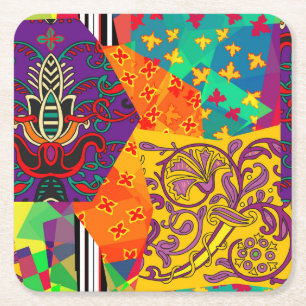 Indian Turkish Festive Patchwork Mandala Rechteckiger Pappuntersetzer