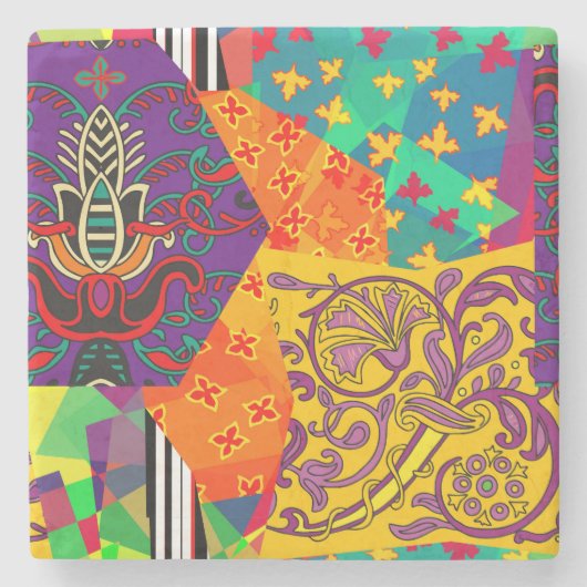 Indian Turkish Festive Patchwork Mandala Steinuntersetzer (Vorderseite)