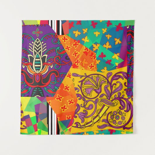 Indian Turkish Festive Patchwork Mandala Wandteppich (Vorderseite)
