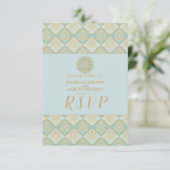 INDIAN TURQUOISE - RSVP-Karte für Hochzeiten RSVP Karte (Stehend Vorderseite)