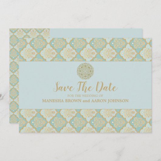 INDIAN TURQUOISE - Save the Date flache Karte (Vorne/Hinten)