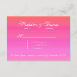 Indian UAWG Wedding Repair Card Damask Pink Orange RSVP Karte