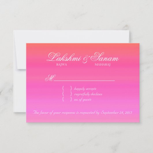 Indian UAWG Wedding Repair Card Damask Pink Orange RSVP Karte (Vorderseite)