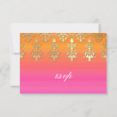 Indian UAWG Wedding Repair Card Damask Pink Orange RSVP Karte (Rückseite)