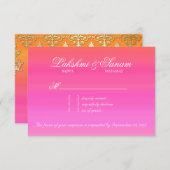 Indian UAWG Wedding Repair Card Damask Pink Orange RSVP Karte (Vorne/Hinten)