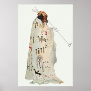 Indian Warrior with Pipe Portrait by Karl Bodmer Poster