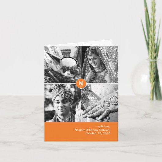 Indian Wedding 4 Foto Dankeschön Karte (Vorderseite)