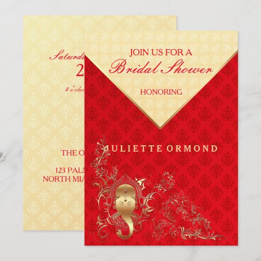 Indian Wedding - Einladung zur Brautdusche (Vorne/Hinten)