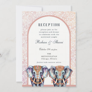 Indian Wedding Elephant Floral Empfang Einladung