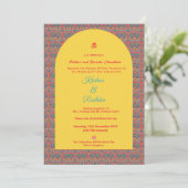 Indian wedding ethnic luxury Hindu invitation Einladung (Stehend Vorderseite)