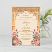 Indian wedding ethnic luxury invitation einladung (Stehend Vorderseite)