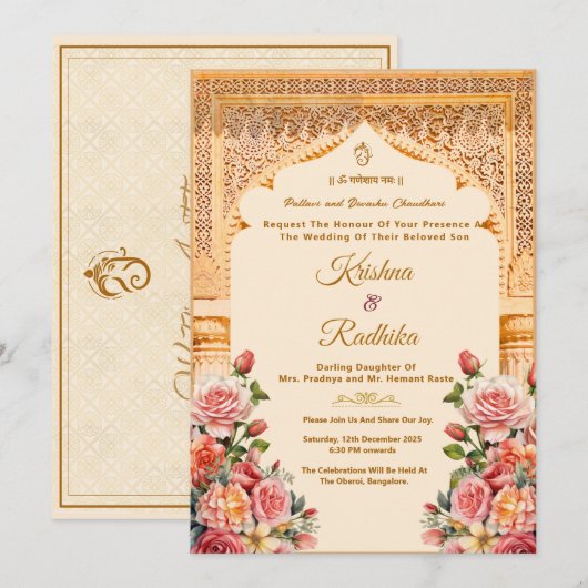 Indian wedding ethnic luxury invitation einladung (Vorne/Hinten)