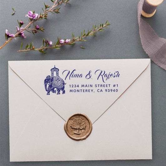 Indian Wedding Ganesha Elephant Retrun Address Permastempel