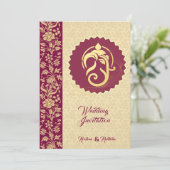 Indian wedding Ganesha hindu invitation Einladung (Stehend Vorderseite)