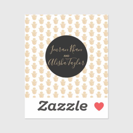 Indian Wedding Gold hamsa Henna Ankündigung Aufkleber (Blatt)