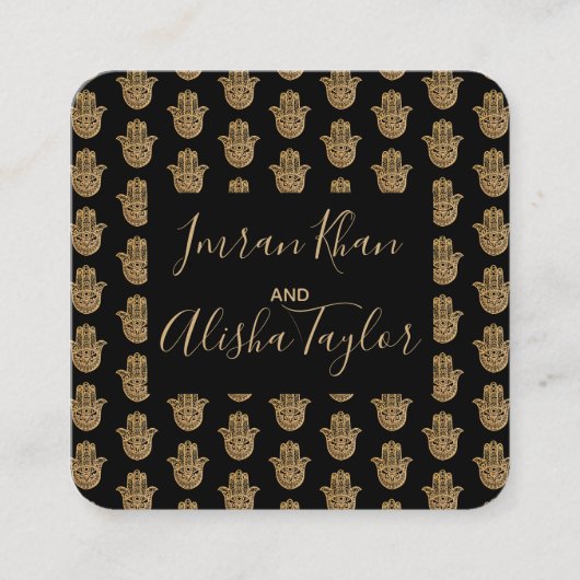 Indian Wedding Gold hamsa Henna Ankündigung Begleitkarte (Vorderseite)