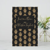 Indian Wedding Gold hamsa Henna Ankündigung Briefpapier (Stehend Vorderseite)