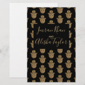 Indian Wedding Gold hamsa Henna Ankündigung Briefpapier (Vorne/Hinten)