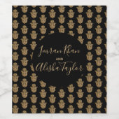 Indian Wedding Gold hamsa Henna Ankündigung Weinetikett (Einzelnes Label)