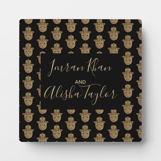 Indian Wedding Gold hamsa Henna Begrüßungszeichen Fotoplatte (Vorderseite)