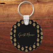 Indian Wedding Gold hamsa Henna Gastname Schlüsselanhänger (Rückseite)