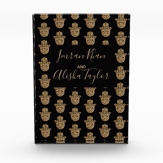 Indian Wedding Gold hamsa Henna Willkommen Fotoblock (Vorderseite)