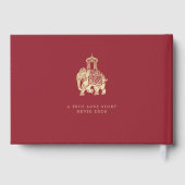 Indian Wedding Invitation, Red, Gold, Ganesha Gästebuch (Rückseite)