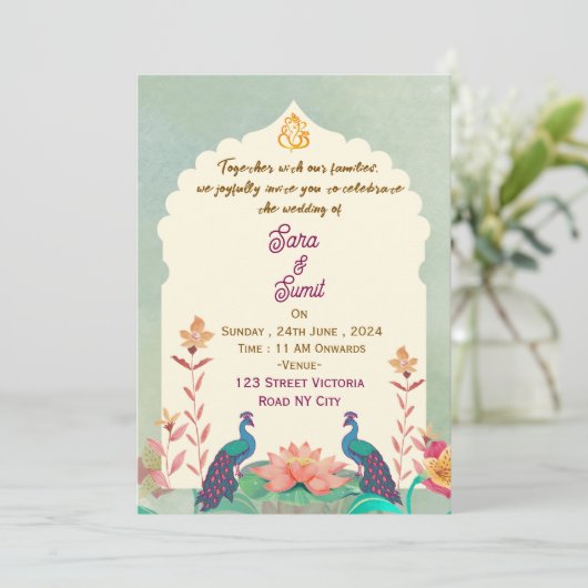 Indian Wedding Invitations  Einladung (Stehend Vorderseite)