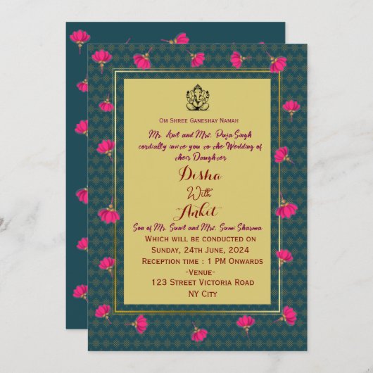 Indian Wedding Invitations Einladung (Vorne/Hinten)