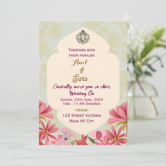 Indian Wedding Invitations  Einladung (Stehend Vorderseite)