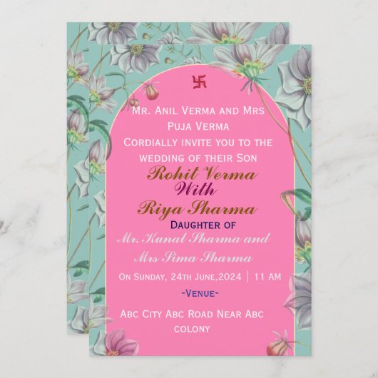 Indian Wedding Invitations Einladung (Vorne/Hinten)