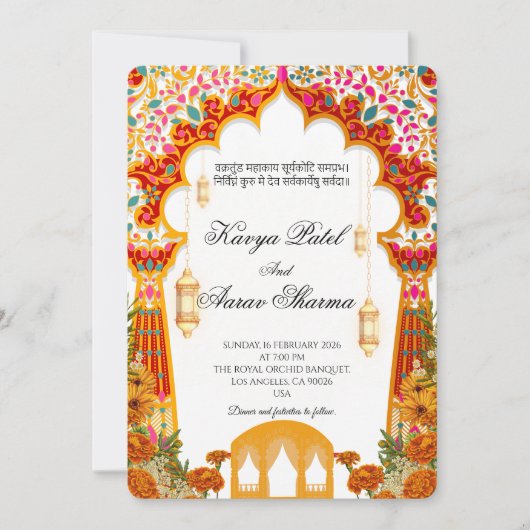 Indian Wedding Invitations for USA Einladung (Vorderseite)