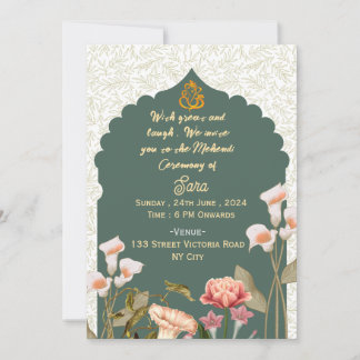 Indian Wedding Mehendi Ceremony Invitations Einladung