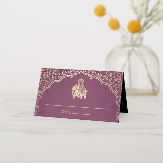 Indian Wedding Platzkarte Imitats Gold Foil (Vorderseite)