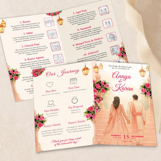 Indian Wedding Program Guide Hindu Zeremonie Shaad Flyer