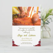 Indian Wedding Rose Blumenthema Einladung (Stehend Vorderseite)