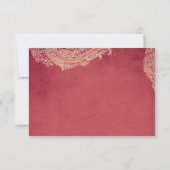 Indian Wedding RSVP Card, Mehndi, rot, gold Karte (Rückseite)